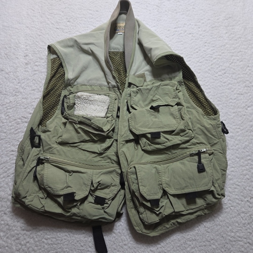 Guide's Choice‎ Vest Mens XL Beige Fishing Safari Travel Mesh Pockets Outdoor